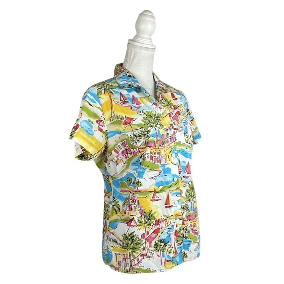Vintage Karen Scott Sport 80s 90s Hawaiian Button Down Shirt Resort Tropical - Picture 3 of 7